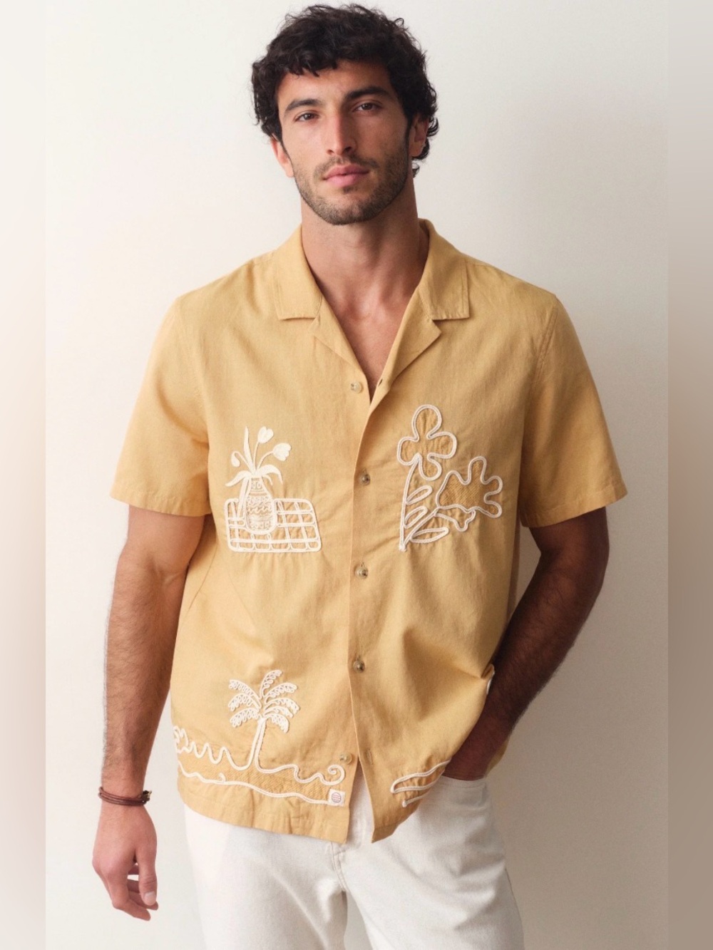 Marine Layer Sol Embroidered Resort Shirt Men’s Size Medium Brand New